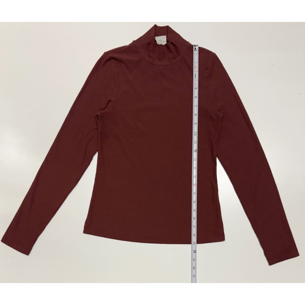 Varley Burgundy‎ Ribbed Mock Neck Long Sleeve Top Womens XS RN150115